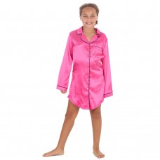 15C664: Girls Satin Nightie- Pink (9-13 Years)